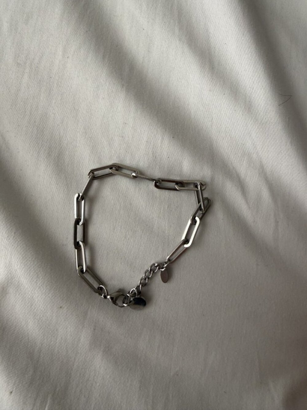 Silver Elongated Link Chain Bracelet
